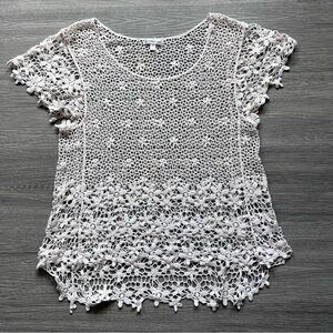 Elegant Cream Crochet Women Top